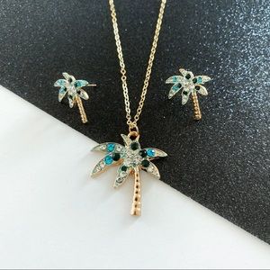 Tropical Palm Tree Necklace & Earring Set